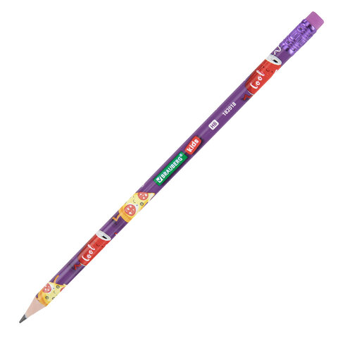 Карандаш чернографитный с принтом BRAUBERG KIDS "FOOD", 1 шт., HB, с