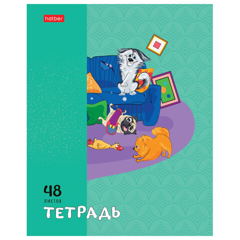 Тетрадь А5 48 л., HATBER скоба, клетка, обложка картон, "Dog mafia" Тетрадь А5 48 л., HATBER скоба, клетка, обложка картон, "Dog mafia"