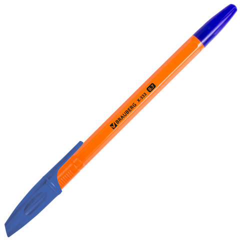 Ручка шариковая BRAUBERG "X-333 ORANGE", 12+1 В ПОДАРОК!, синяя,