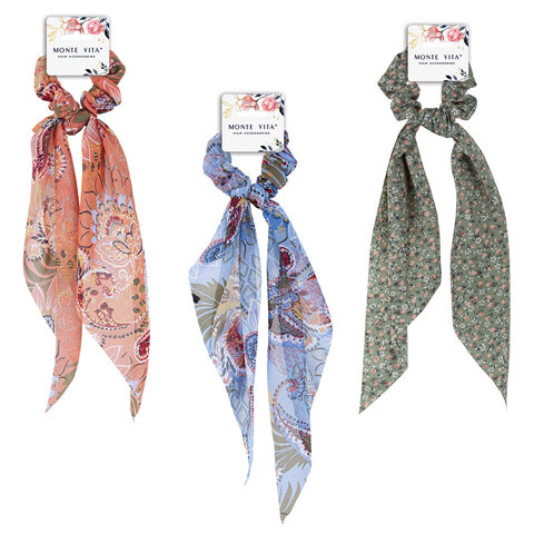 Резинка для волос 30 см, скранч, с хвостиками, АССОРТИ, MONTE VITA (МОНТЕ ВИТА), Резинка для волос 30 см, скранч, с хвостиками, АССОРТИ, MONTE VITA (МОНТЕ ВИТА),