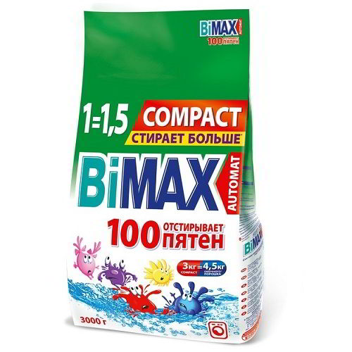 Стиральный порошок Bimax 100 пятен, 3 кг Стиральный порошок Bimax 100 пятен, 3 кг