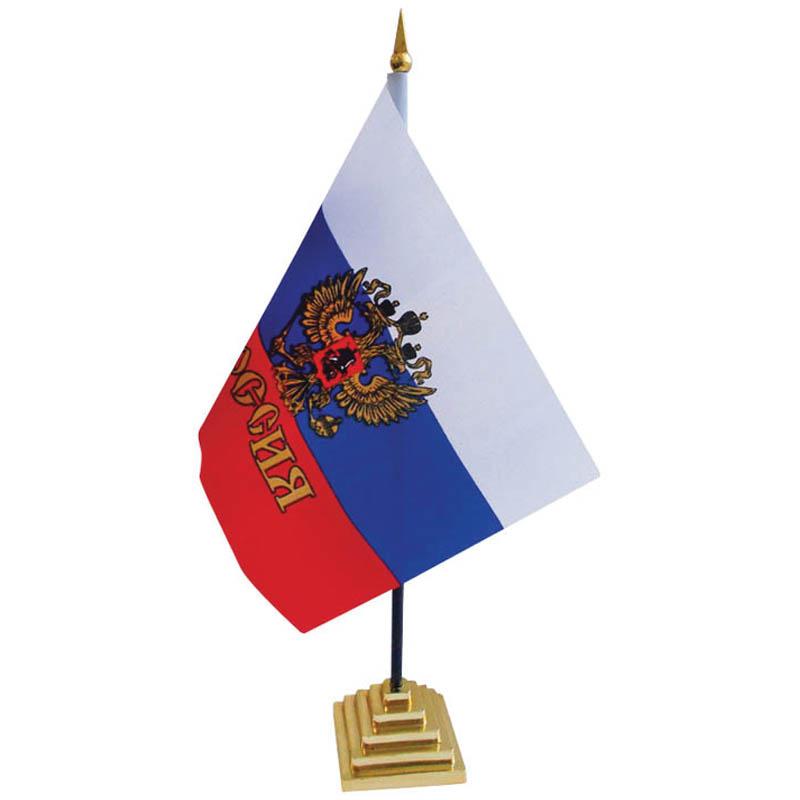 Флаг "Россия" с гербом, настольный: FL_3094 штр.: 4680211010942 Флаг "Россия" с гербом, настольный: FL_3094 штр.: 4680211010942