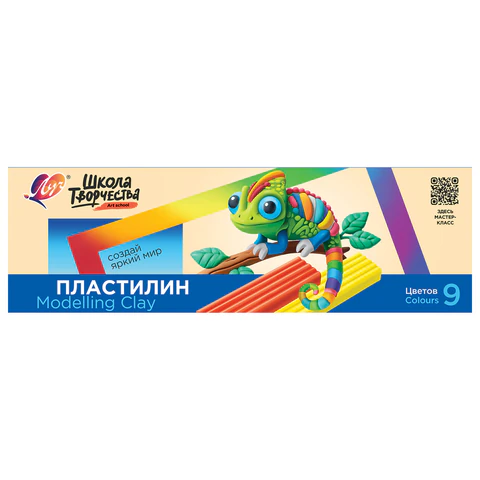 Пластилин классический ЛУЧ "Школа творчества", 9 цветов, 180 г, стек, Пластилин классический ЛУЧ "Школа творчества", 9 цветов, 180 г, стек,