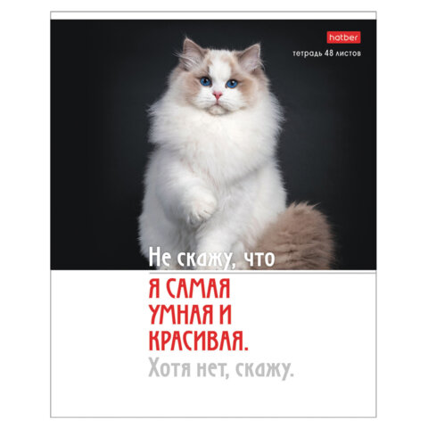 Тетрадь А5 48 л., HATBER скоба, клетка, обложка картон, "Котоюмор" Тетрадь А5 48 л., HATBER скоба, клетка, обложка картон, "Котоюмор"