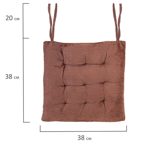 Подушка на стул "ВЕЛЬВЕТ" 38х38 см, полиэстер, коричневая, PRIMILA