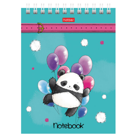 Блокнот МАЛЫЙ ФОРМАТ А6, 60 л., гребень, картон, клетка, HATBER, "Плюшевые