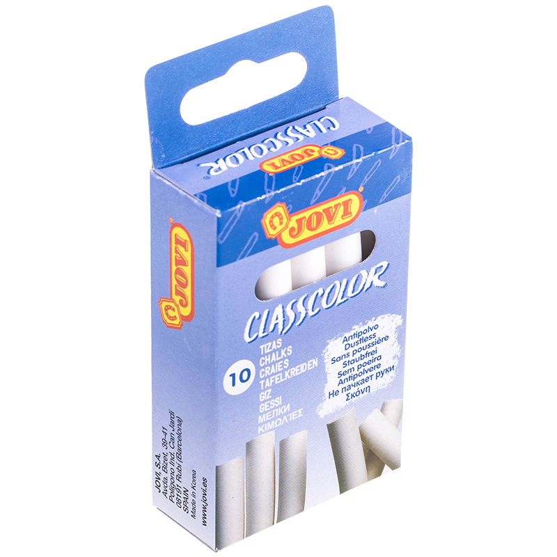 Мелки белые JOVI, 10шт., круглые, картонная коробка, европодвес Мелки белые JOVI, 10шт., круглые, картонная коробка, европодвес