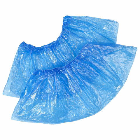 Бахилы двойные с двойной резинкой КОМПЛЕКТ 100 штук (50 пар) ПРОЧНЫЕ, 40х14 см,