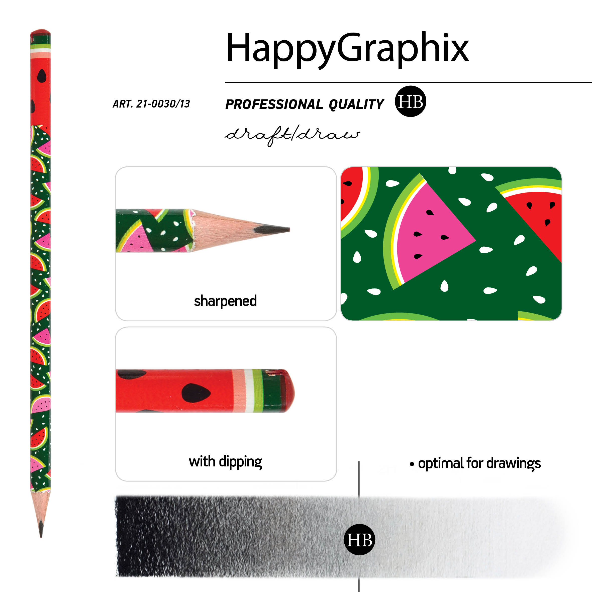 КАРАНДАШ ЧЕРНОГРАФИТОВЫЙ "HappyGraphix" АРБУЗЫ НВ