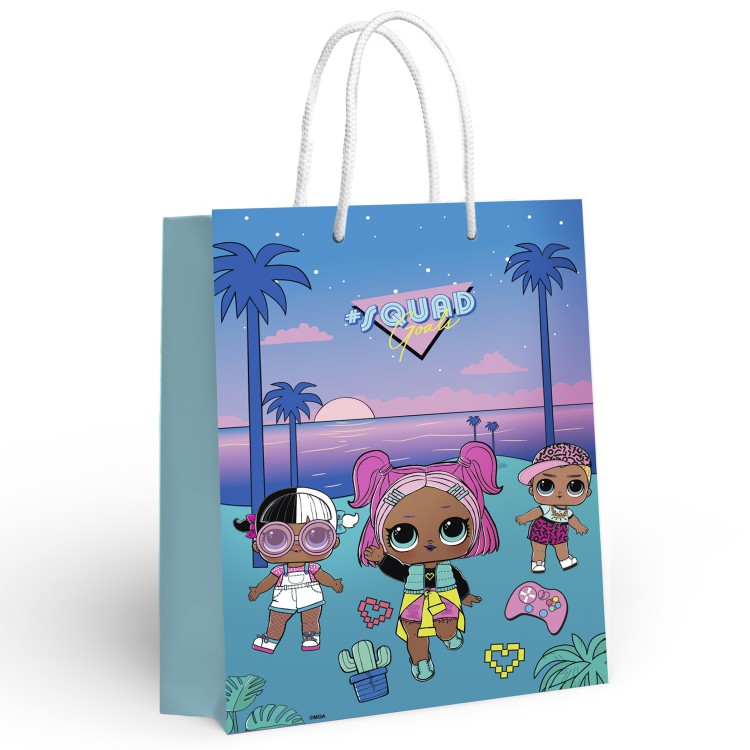 LOL. Пакет подарочный большой (бирюзовый с закатом), 250*350*100 мм.