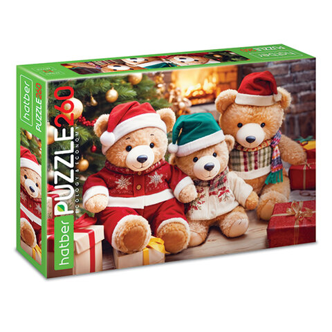 Пазл картонный НОВОГОДНИЙ 260 элементов АССОРТИ, 220х330 мм, HATBER Пазл картонный НОВОГОДНИЙ 260 элементов АССОРТИ, 220х330 мм, HATBER