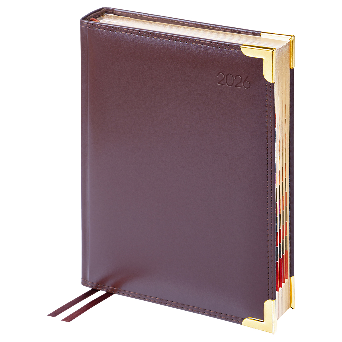 Ежедневник датированный 2026г., А6, 184л., Delucci, Гладкая кожа, зол. срез, Ежедневник датированный 2026г., А6, 184л., Delucci, Гладкая кожа, зол. срез,