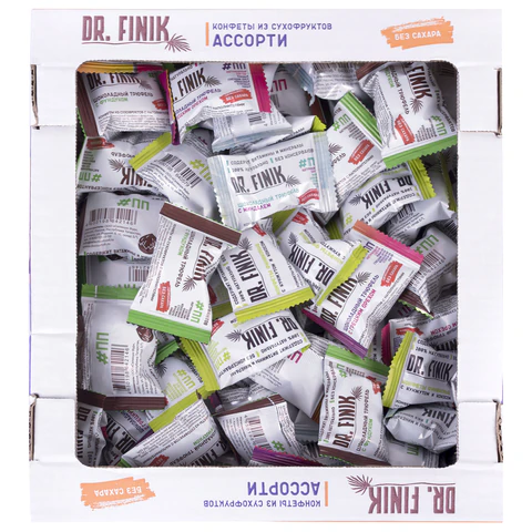 Конфеты финиковые DR.FINIK ассорти (фундук, миндаль, грецкий орех, кунжут), без