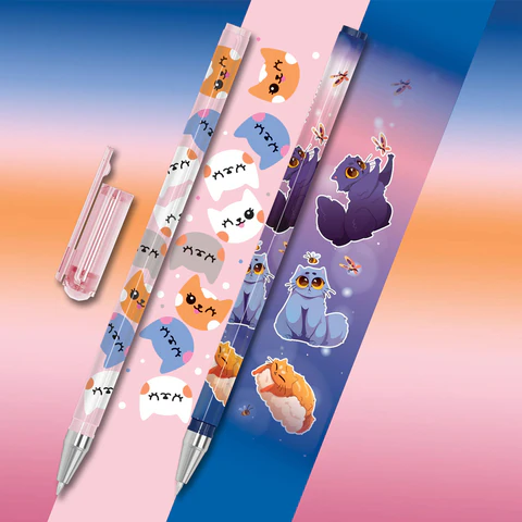 Ручка шариковая с принтом FUNSTER (ФАНСТЕР) STICK "FAT CATS", СИНЯЯ,