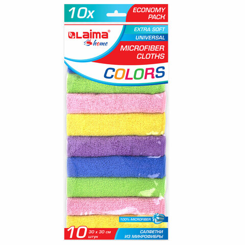 Салфетка из микрофибры 30х30 см "MULTI COLOUR ECONOMY PACK 10",