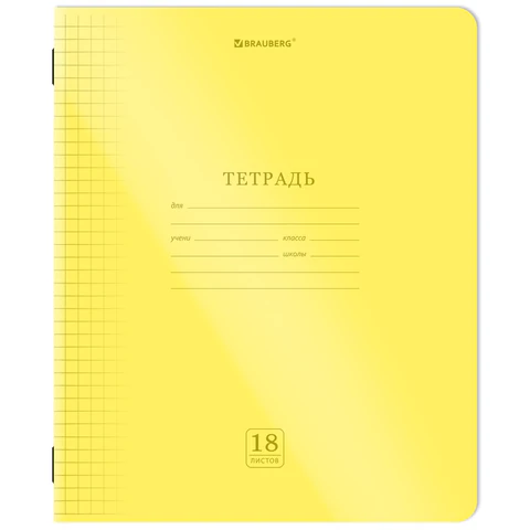 Тетрадь пластиковая обложка (НЕОН) 18 листов, клетка, BRAUBERG "Smart Тетрадь пластиковая обложка (НЕОН) 18 листов, клетка, BRAUBERG "Smart
