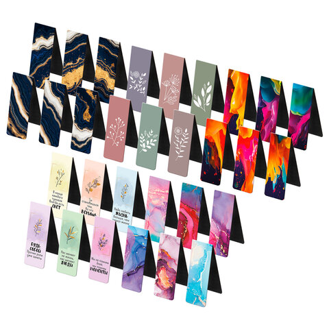 Закладки для книг МАГНИТНЫЕ, "АССОРТИ 5 ДИЗАЙНОВ ABSTRACTION", 6 штук,