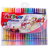 Карандаши восковые Crown "ArtStory", 20цв., выкручивающийся стержень, ПВХ, европодвес
