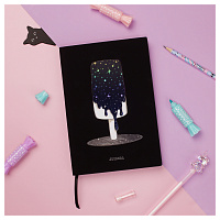 Ежедневник недатированный A5, 136л., кожзам, MESHU "Magic. Ice cream", тон. блок, аппликация с анимированным изображением, закладка-ляссе