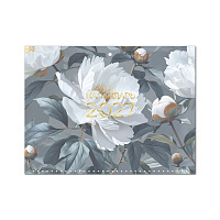 Календарь настенный кварт. 2027г. LOREX FLOWER VIEW 297х710 мм 3 бл. офсет. греб.