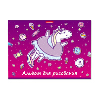 Альбом для рисования на скобе ErichKrause Единорожка, А4, 8 листов