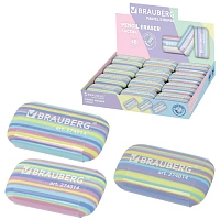 Ластик BRAUBERG "PASTEL STRIPES", 45х24х10 мм, пастельные цвета ассорти, 274014