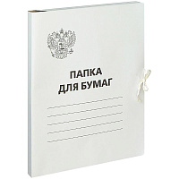 Папка для бумаг с завязками OfficeSpace, Герб России, картон немелованный,300г/м2, белый, до 200л. 257310