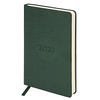 Ежедневник датированный 2027, А5, 138х213 мм, BRAUBERG "Aura", под кожу, гибкий, зеленый, 117932