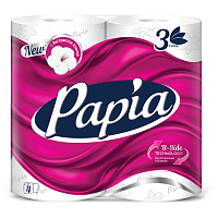 Бумага туалетная Papia, 3-х слойн., 4шт., тиснение, белая 5036600
