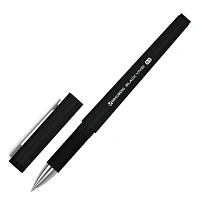 Ручка гелевая с грипом BRAUBERG "BLACK VIVID", ЧЕРНАЯ, корпус SOFT-TOUCH, пишущий узел 0,5 мм, линия письма 0,35 мм, 144541