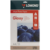 Бумага А4 для стр.принтеров LOMOND 170гр (25л) гл.одн., тип покрытия Cast Coated: 102143 штр.:  4607087454304