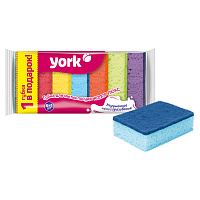 Губки для посуды York "Колор Люкс", поролон с абразивным слоем, 10*7*3см, 7 штук