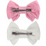 Заколки для волос НАБОР 2 шт., 10х6,5 см, зажим, с бантиком, розовый, белый,