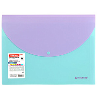 Папка-органайзер конверт на кнопке 6 отделений, BRAUBERG "Extra", A4, голубая с лиловым, 274104