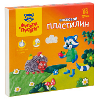 Пластилин "Енот в лесу" 12 цветов, 180г, восковой, со стеком, картон с европодвесом: ВП_11058 штр.: 4680211090586
