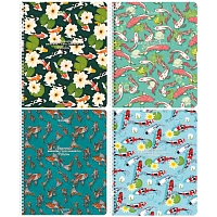 Тетради ДЭК А5 48 л. КОМПЛЕКТ 4 шт., BRAUBERG, гребень, клетка, TWIN лак, "Карпы Кои", 404661