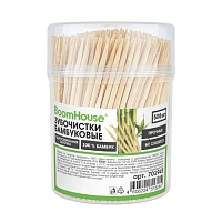 Зубочистки бамбуковые 500 штук в диспенсере, односторонняя заточка, BOOMHOUSE (БУМХАУС), 701943