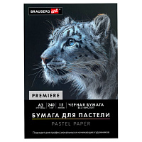 Бумага для пастели АБРАЗИВНАЯ А3 в папке, 15 листов, ЧЕРНАЯ, 240 г/м2, BRAUBERG ART, 117766
