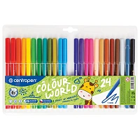 Фломастеры 24 ЦВЕТА CENTROPEN "Colour World", трехгранные, смываемые, вентилируемый колпачок, 7550/24TP, 775502484