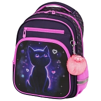 Рюкзак BRAUBERG PROFI, 2 отделения, с брелком, "Lonely cat", 36х27х19 см, 274415