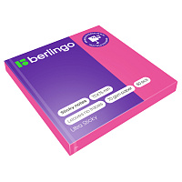 Самоклеящийся блок Berlingo "Ultra Sticky", 75*75мм, 80л, розовый неон. LSn_39203