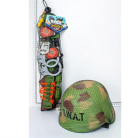 Набор военного с каской, 20x46x6см., сетка