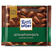 Шоколад Ritter Sport молочный цельный миндаль 100г