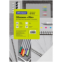 Обложка А4 OfficeSpace "Лён" 250г/кв.м белый картон 100л.: BC7044 штр.:  4680211050443