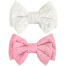 Заколки для волос НАБОР 2 шт., 10х6,5 см, зажим, с бантиком, розовый, белый,