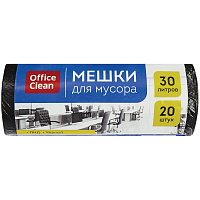 Мешки для мусора  30л OfficeClean ПНД, 48*58см, 8мкм, 20шт, черные, в рулоне: 243961/А штр.: 4680211124618