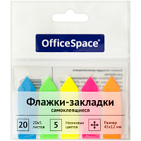 Флажки-закладки OfficeSpace, 45*12мм, 20л*5 неоновых цветов, европодвес SN20_17794