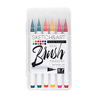 Скетч-маркер BrunoVisconti® "Sketch&Art" набор 12 цветов с мягкой кистью Арт. 22-0174
