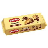 Вафли ЯШКИНО "Шоколадные" с шоколадной начинкой, 300 г, ЯВ157