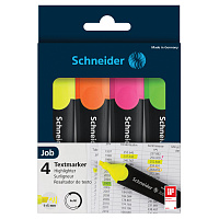Набор текстовыделителей Schneider "Job" 4цв., 1-5мм, прозрачный чехол 1500